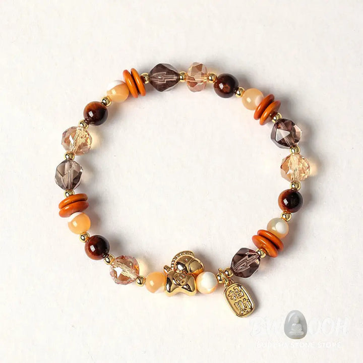 Buddha Stones Tiger Eye Ice Obsidian Pearl Year Of The Horse Lucky Fortune Prosperity Bracelet - Bracelet