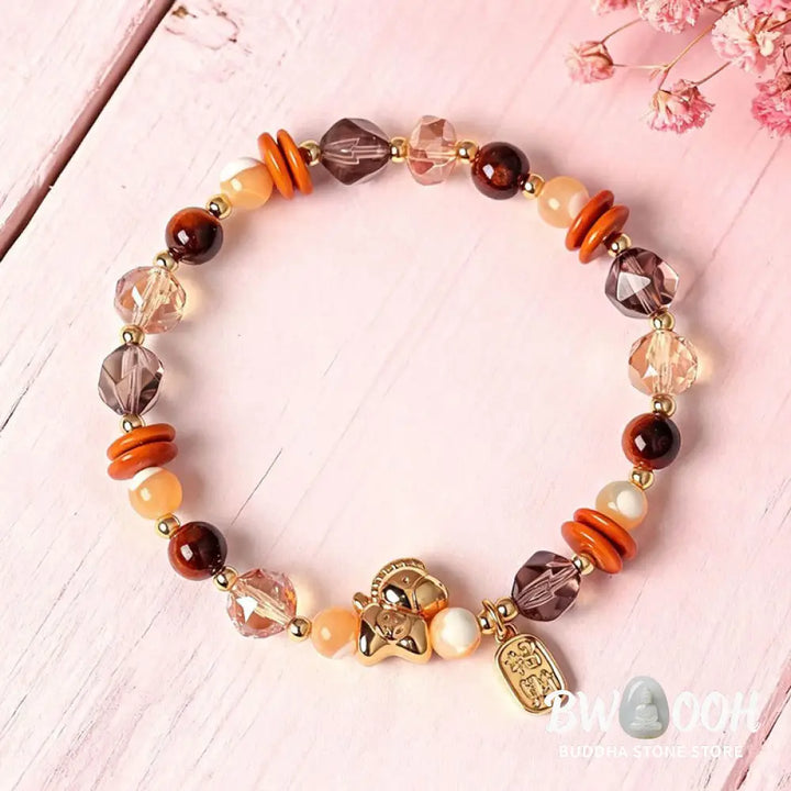 Buddha Stones Tiger Eye Ice Obsidian Pearl Year Of The Horse Lucky Fortune Prosperity Bracelet - Bracelet
