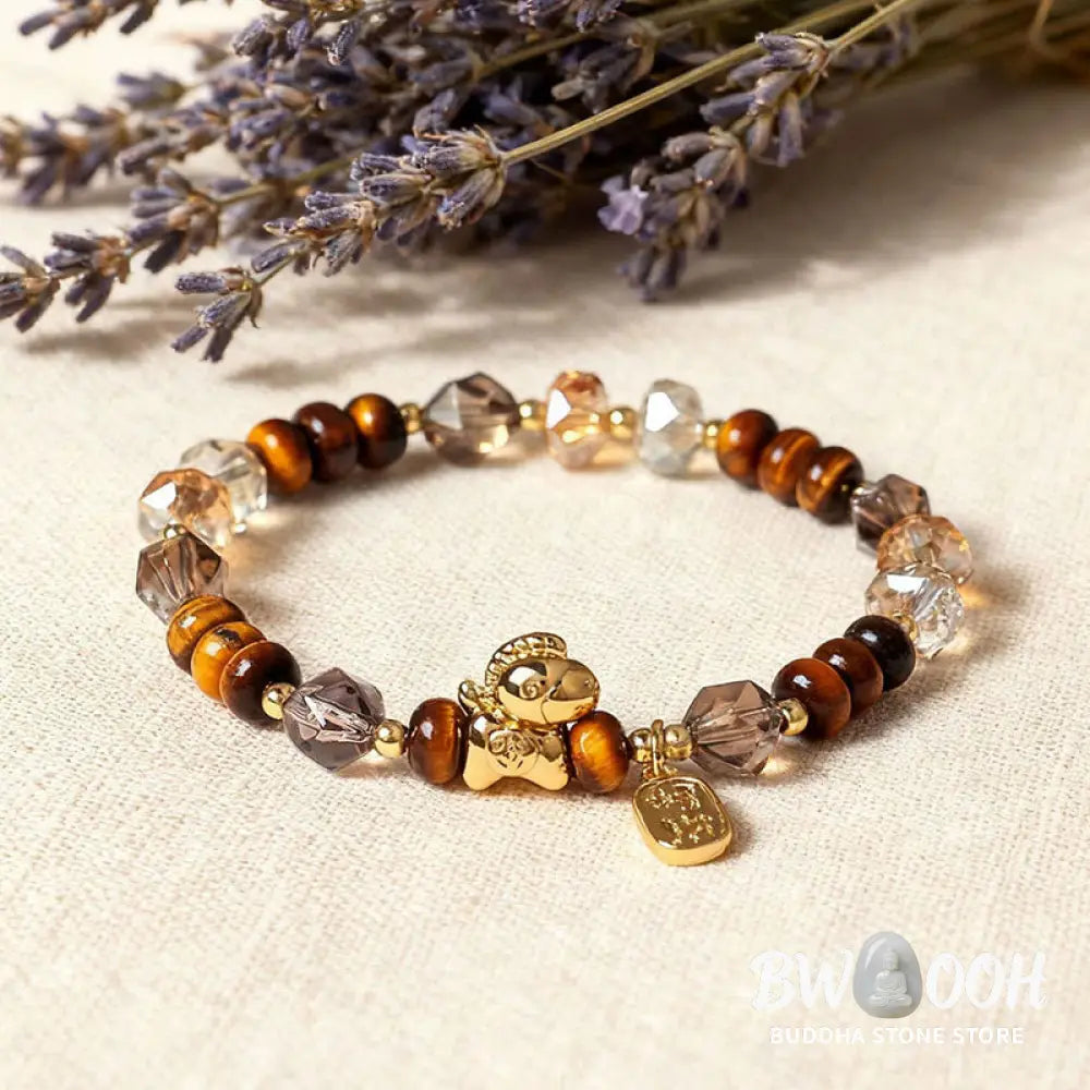 Buddha Stones Tiger Eye Ice Obsidian Pearl Year Of The Horse Lucky Fortune Prosperity Bracelet - Bracelet