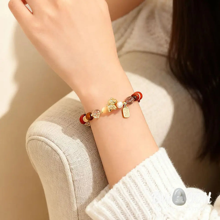 Buddha Stones Tiger Eye Ice Obsidian Pearl Year Of The Horse Lucky Fortune Prosperity Bracelet - Bracelet
