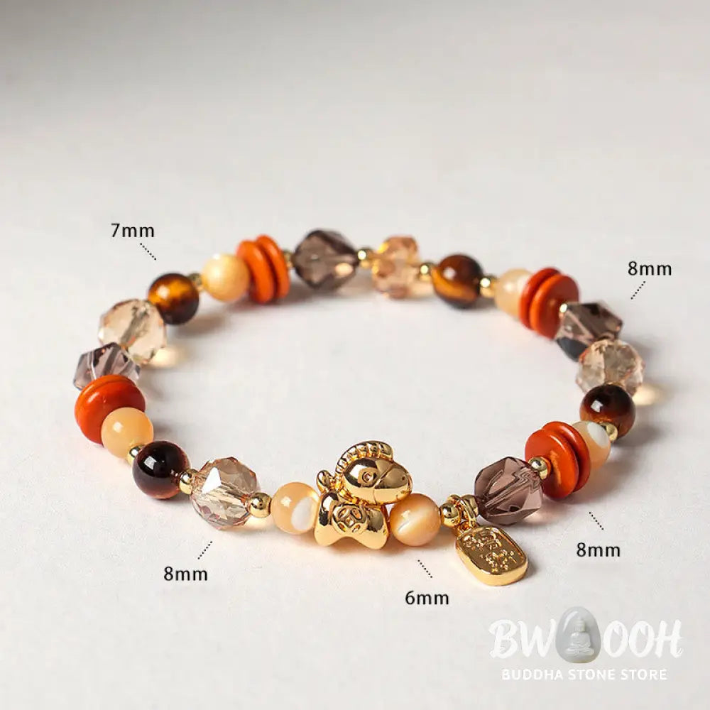 Buddha Stones Tiger Eye Ice Obsidian Pearl Year Of The Horse Lucky Fortune Prosperity Bracelet - Bracelet