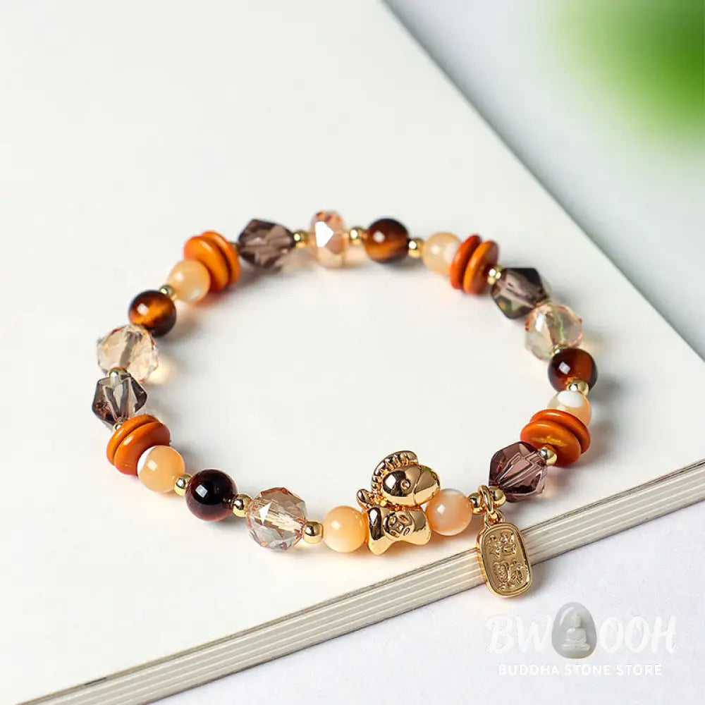Buddha Stones Tiger Eye Ice Obsidian Pearl Year Of The Horse Lucky Fortune Prosperity Bracelet - Bracelet