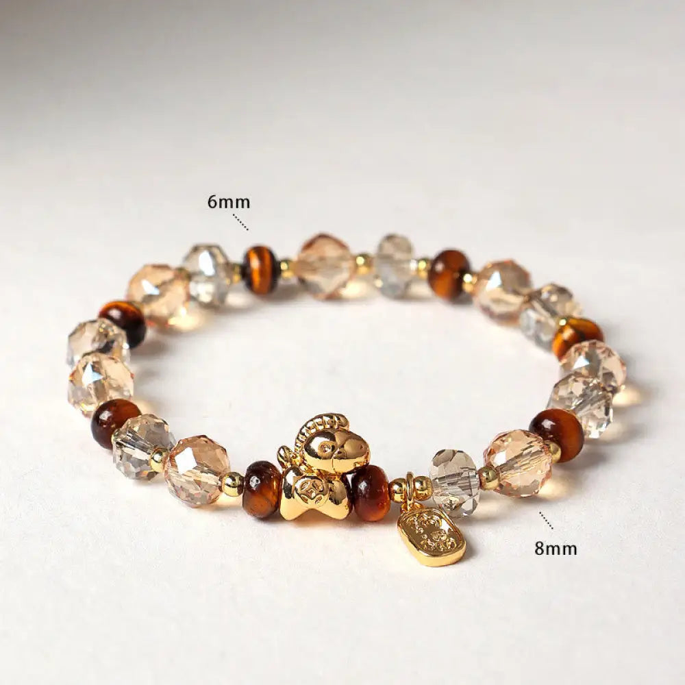 Buddha Stones Tiger Eye Ice Obsidian Pearl Year Of The Horse Lucky Fortune Prosperity Bracelet - Tiger Eye Glass(Wrist
