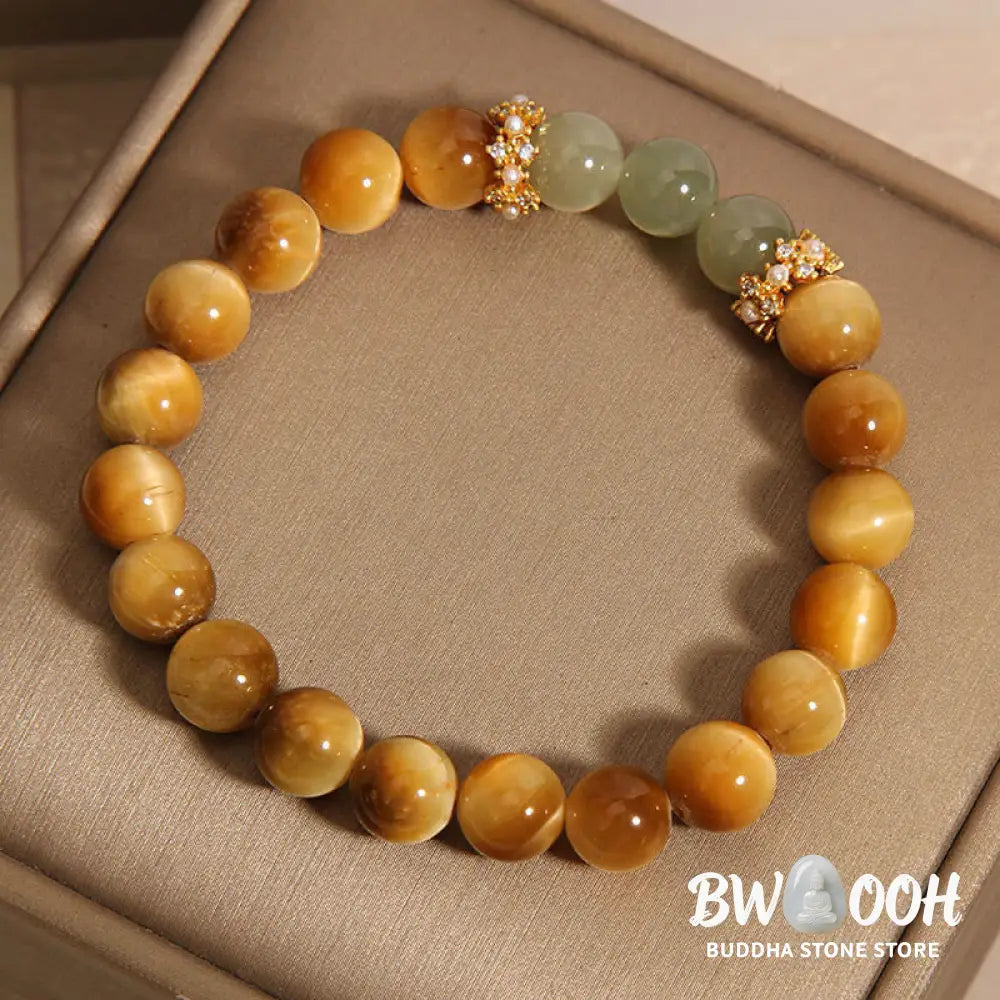 Buddha Stones Tiger Eye Jade Courage Bracelet - BWOOOH - Tiger Eye (Wrist Circumference: 15-19cm) - Bracelet