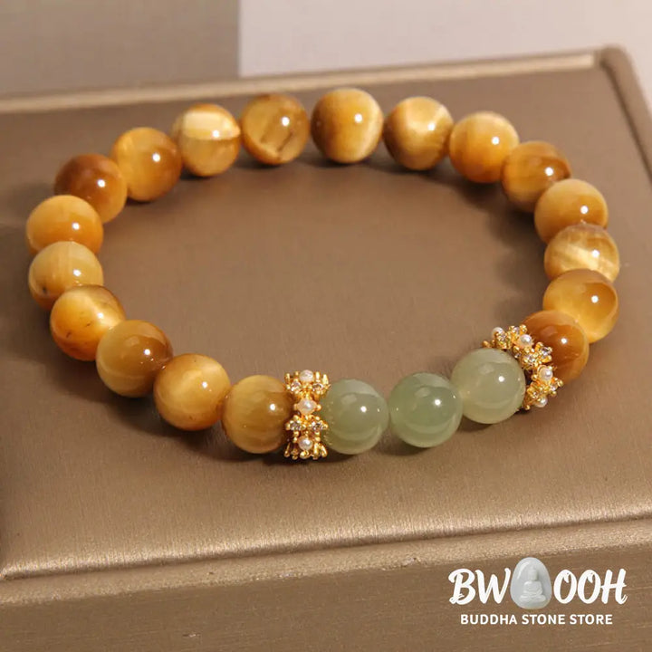 Buddha Stones Tiger Eye Jade Courage Bracelet - BWOOOH - Tiger Eye (Wrist Circumference: 15-19cm) - Bracelet