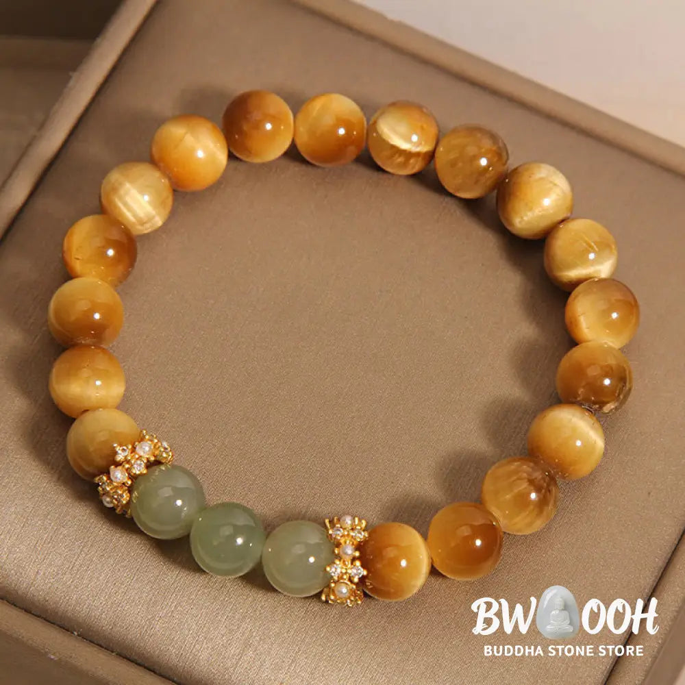 Buddha Stones Tiger Eye Jade Courage Bracelet - BWOOOH - Tiger Eye (Wrist Circumference: 15-19cm) - Bracelet