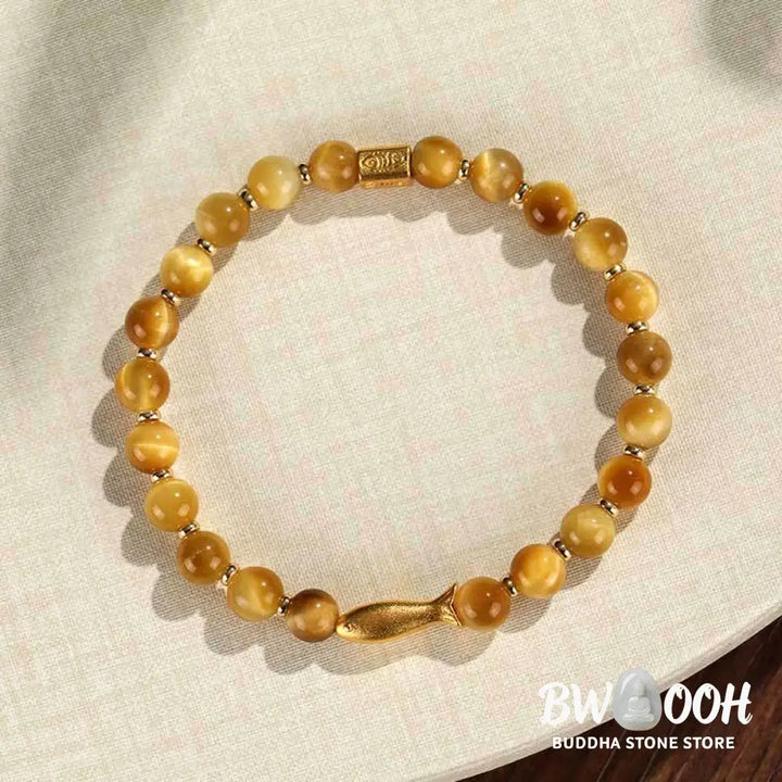 Buddha Stones Tiger Eye Koi Fish Courage Bracelet - BWOOOH - Bracelet