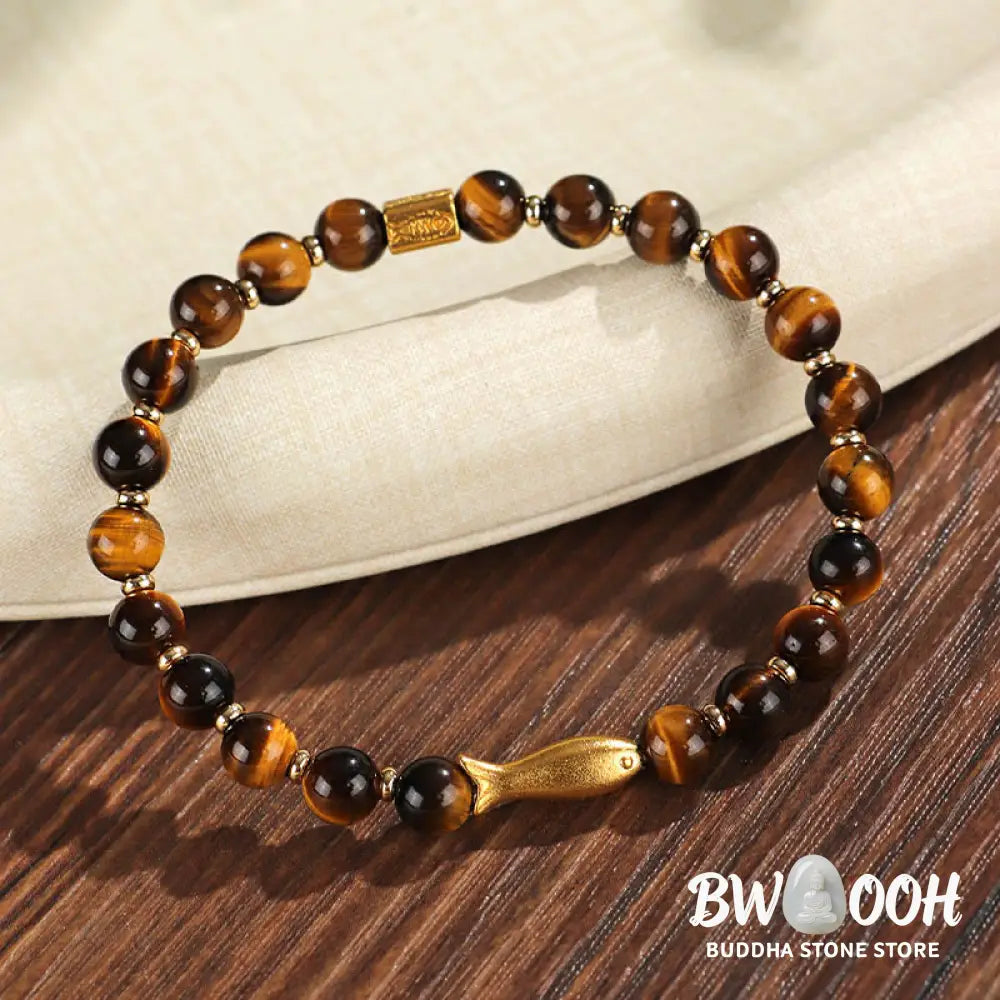 Buddha Stones Tiger Eye Koi Fish Courage Bracelet - BWOOOH - Bracelet