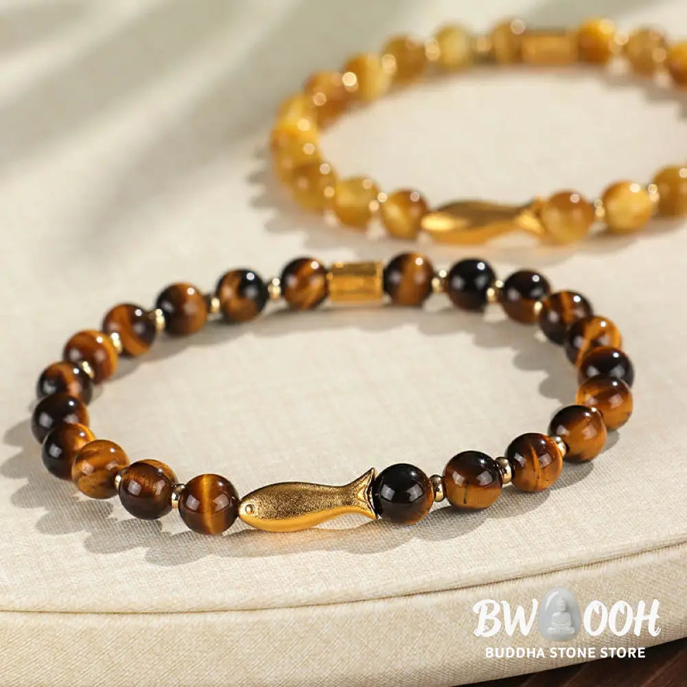 Buddha Stones Tiger Eye Koi Fish Courage Bracelet - BWOOOH - Bracelet