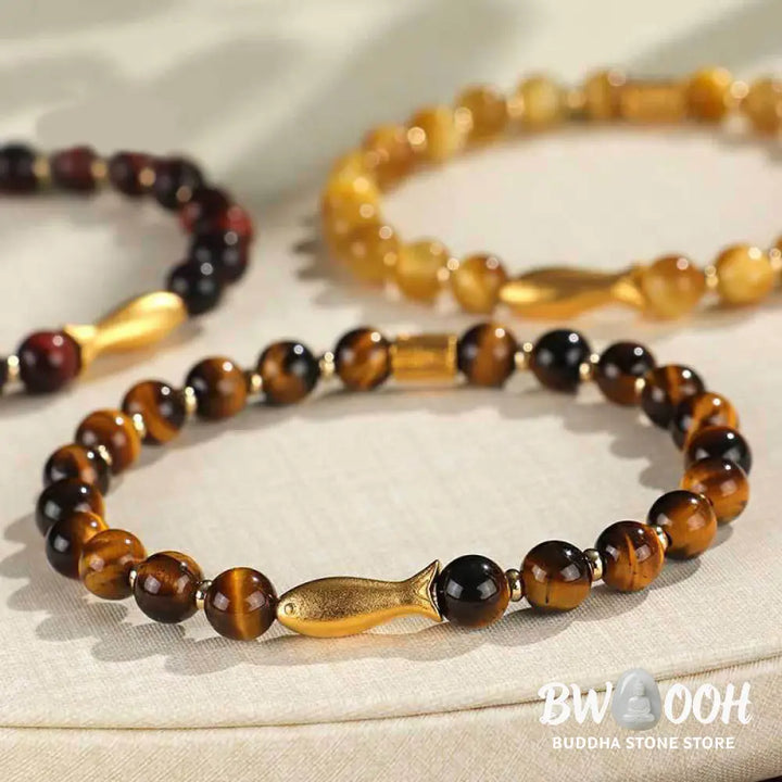 Buddha Stones Tiger Eye Koi Fish Courage Bracelet - BWOOOH - Bracelet