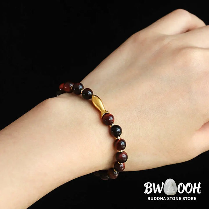 Buddha Stones Tiger Eye Koi Fish Courage Bracelet - BWOOOH - Bracelet