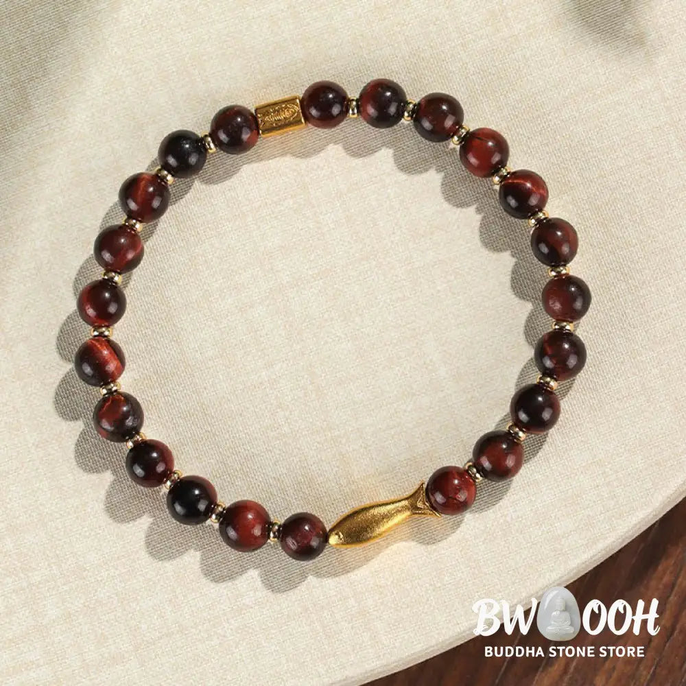 Buddha Stones Tiger Eye Koi Fish Courage Bracelet - BWOOOH - Bracelet