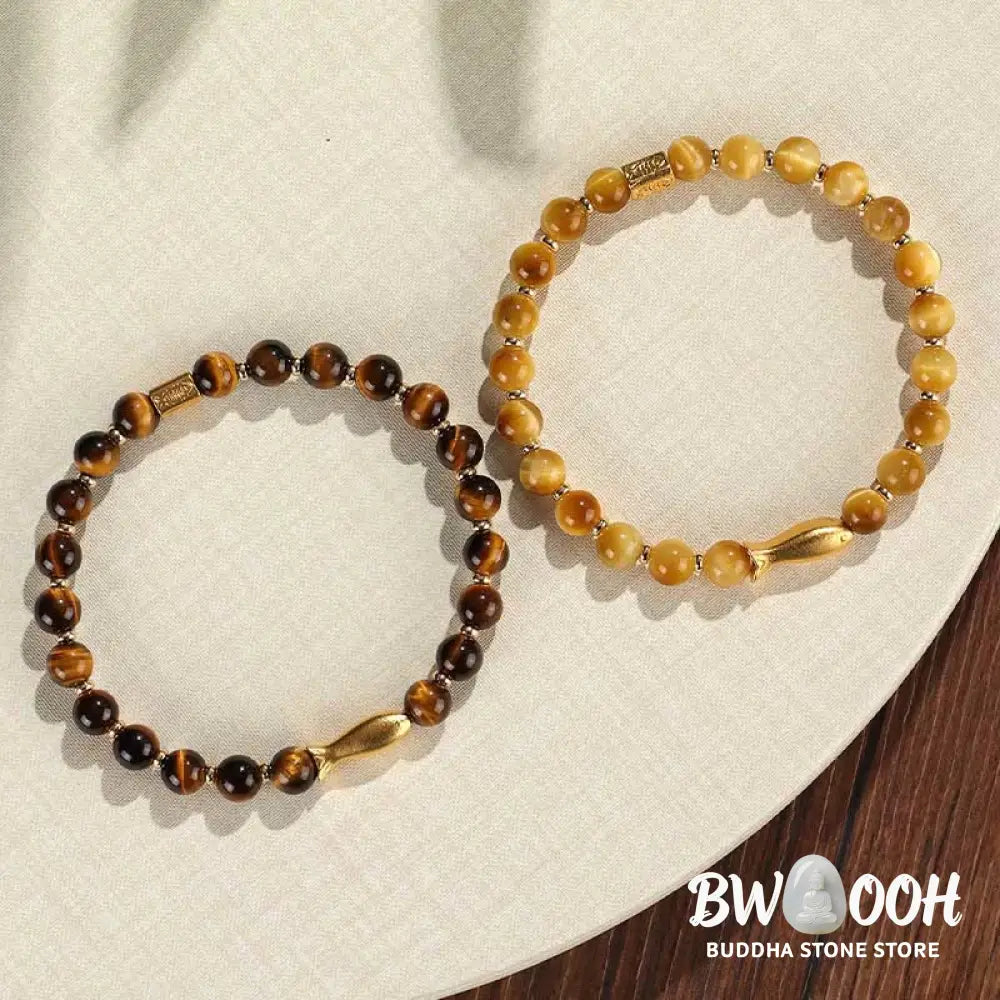 Buddha Stones Tiger Eye Koi Fish Courage Bracelet - BWOOOH - Bracelet