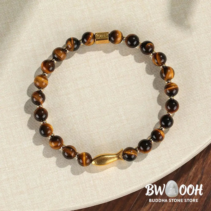 Buddha Stones Tiger Eye Koi Fish Courage Bracelet - BWOOOH - Bracelet