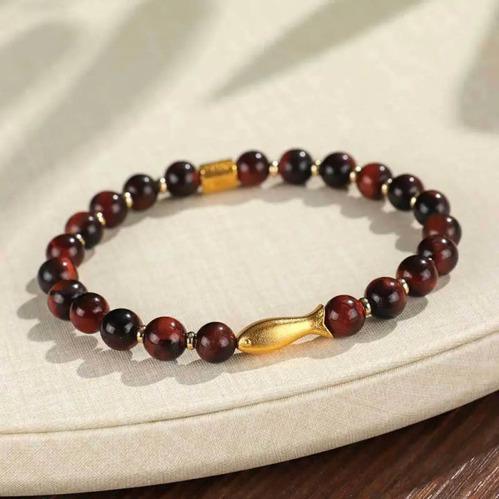 BWOOOH Tiger Eye Koi Fish Courage Bracelet - BWOOOH - Red Tiger Eye (Wrist Circumference 14-16cm) - Bracelet