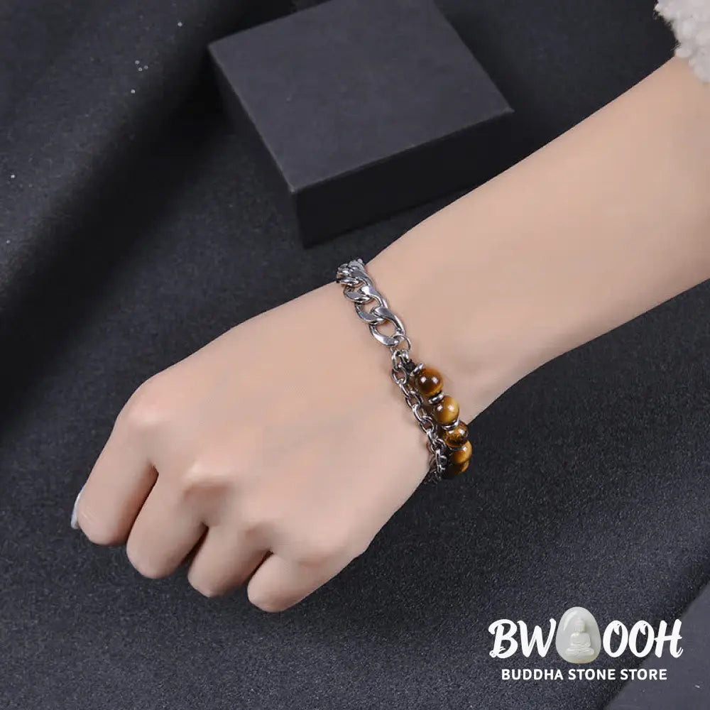 BWOOOH Tiger Eye Picasso Jasper Frosted Stone Strength Bracelet | spiritual healing bracelet