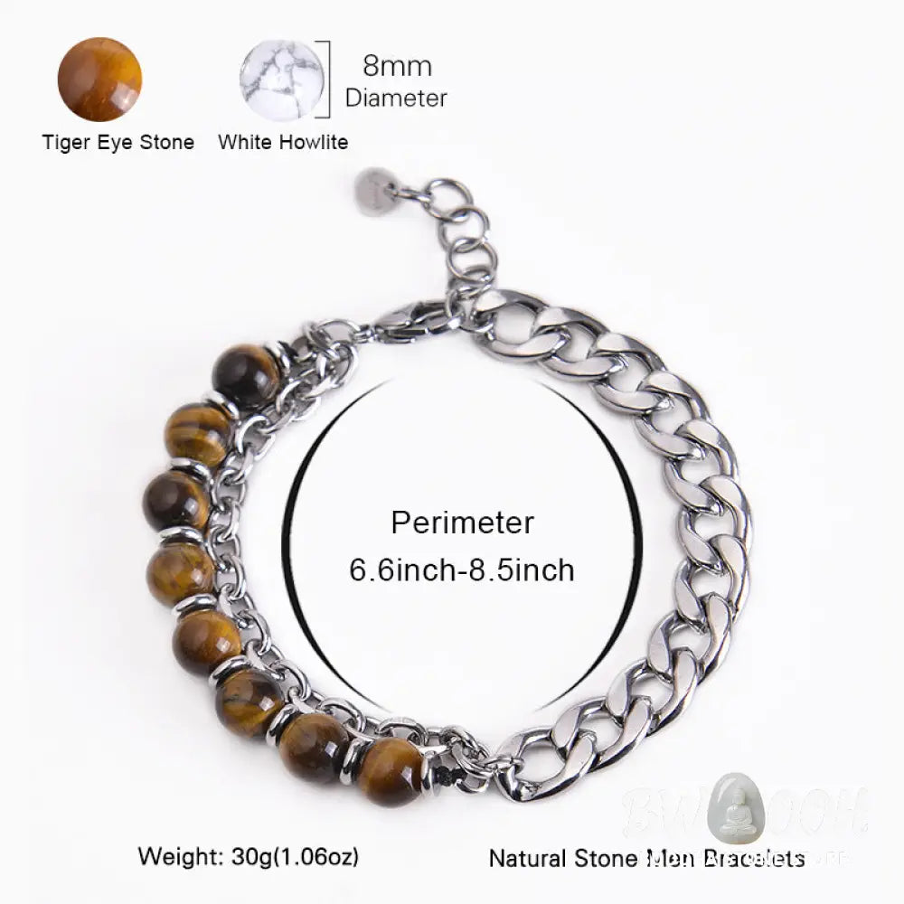 BWOOOH Tiger Eye Picasso Jasper Frosted Stone Strength Bracelet | spiritual healing bracelet