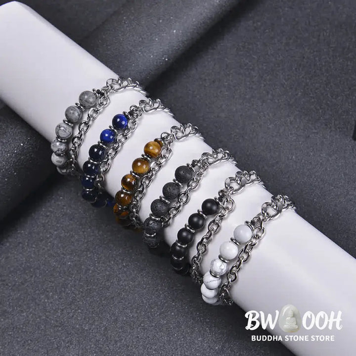 BWOOOH Tiger Eye Picasso Jasper Frosted Stone Strength Bracelet | spiritual healing bracelet