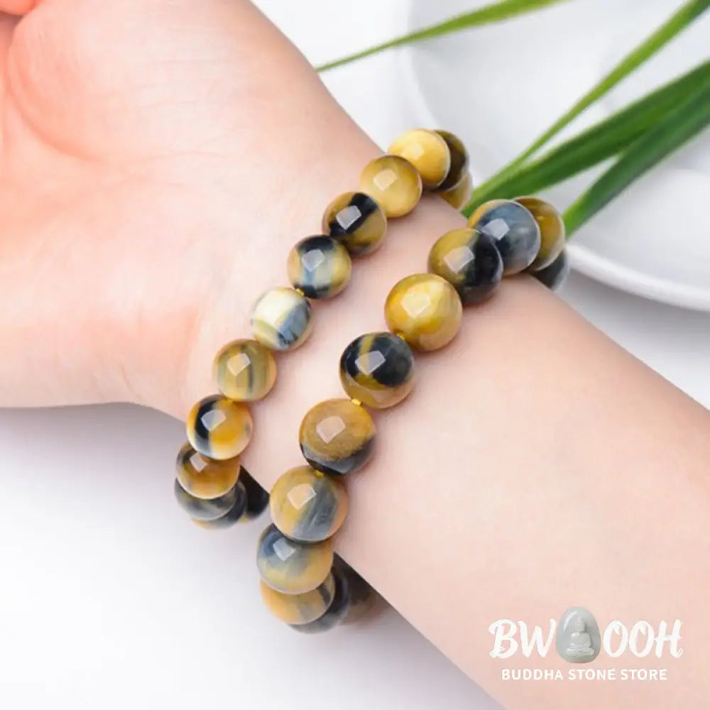 Buddha Stones Tiger Eye Protection Courage Strength Bracelet - BWOOOH - Bracelet