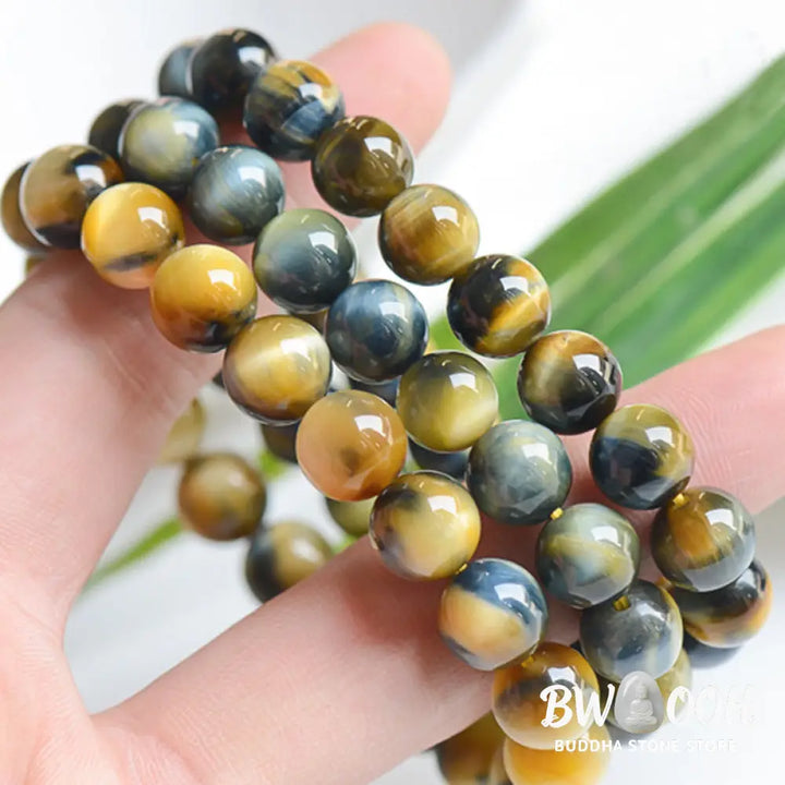 Buddha Stones Tiger Eye Protection Courage Strength Bracelet - BWOOOH - Bracelet