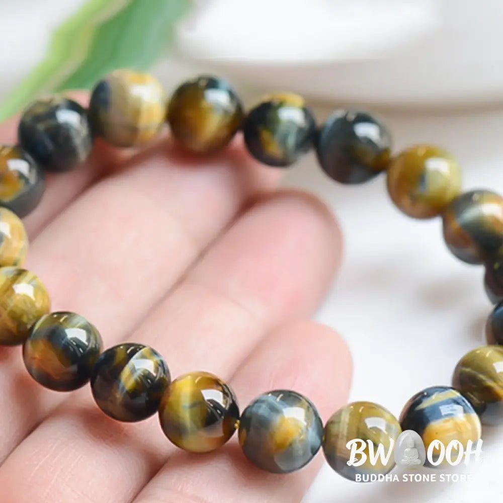 Buddha Stones Tiger Eye Protection Courage Strength Bracelet - BWOOOH - Bracelet