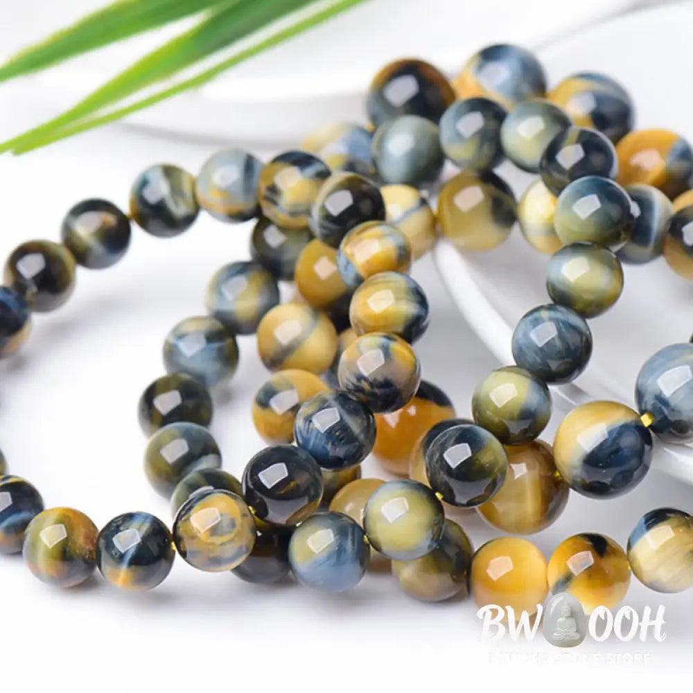Buddha Stones Tiger Eye Protection Courage Strength Bracelet - BWOOOH - Bracelet