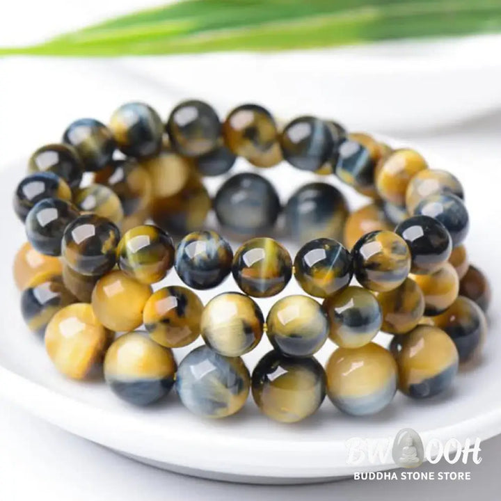 Buddha Stones Tiger Eye Protection Courage Strength Bracelet - BWOOOH - Bracelet