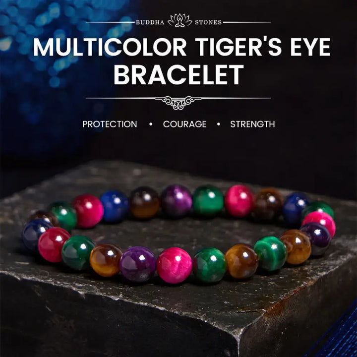 Buddha Stones Tiger Eye Resolve Courage Bracelet - BWOOOH - 0.31 in (8 mm) - Bracelet