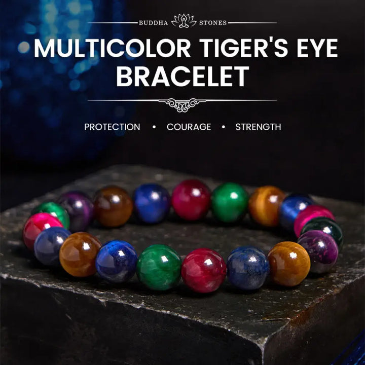 Buddha Stones Tiger Eye Resolve Courage Bracelet - BWOOOH - 0.39 in (10 mm) - Bracelet