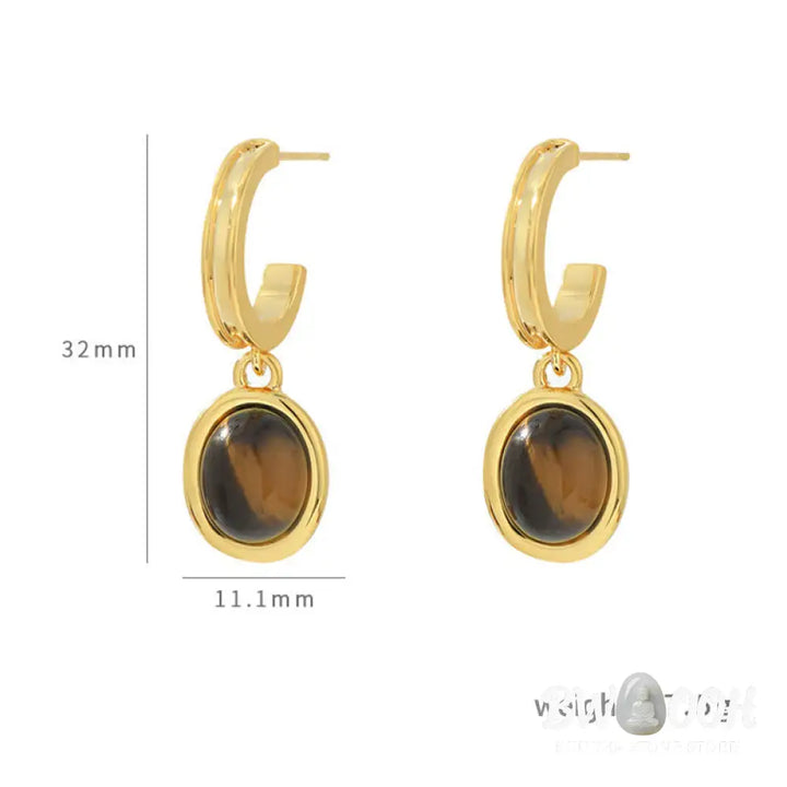 Buddha Stones Tiger Eye Retro Round Copper Protection Earrings - Tiger Eye(925 Sterling Silver Posts) - Earrings