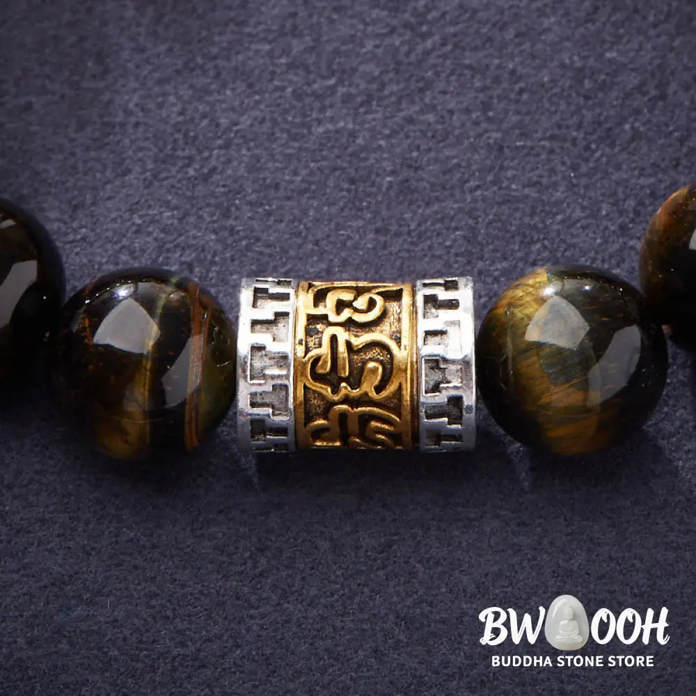 Buddha Stones Tiger Eye Six True Words Courage Bracelet - BWOOOH - Tiger Eye (Wrist Circumference 14-16cm) - Bracelet