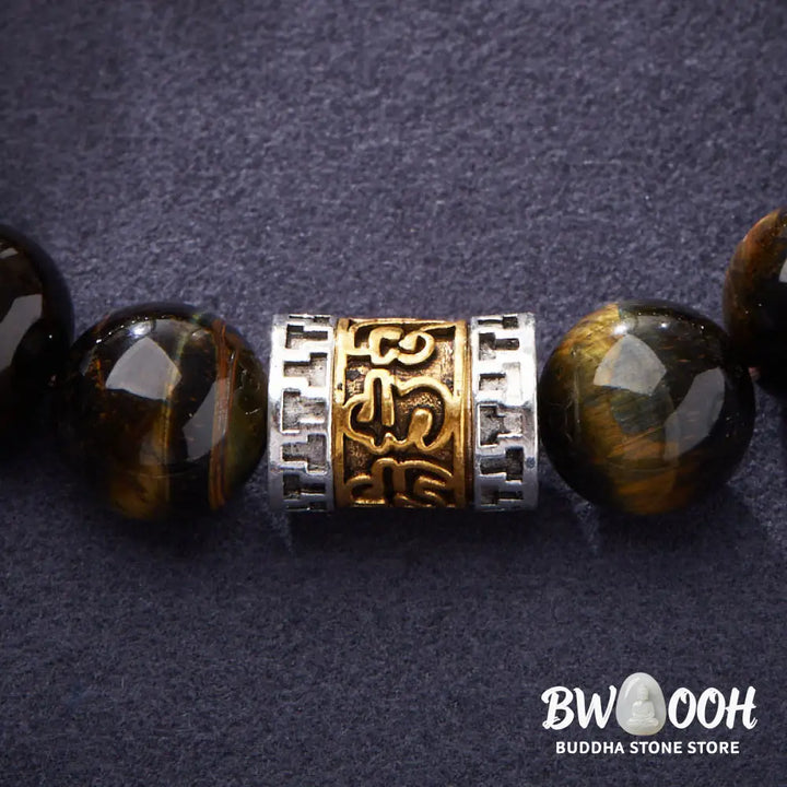 Buddha Stones Tiger Eye Six True Words Courage Bracelet - BWOOOH - Tiger Eye (Wrist Circumference 14-16cm) - Bracelet