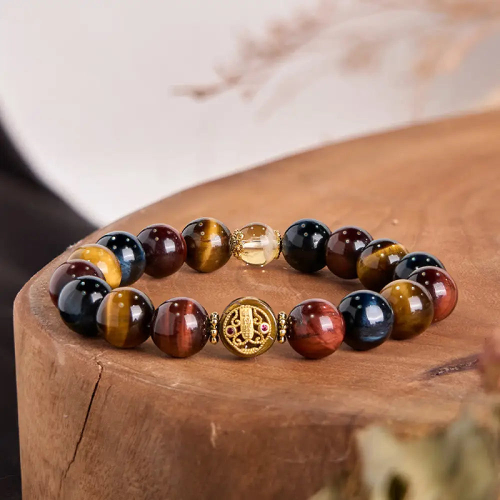 BWOOOH Tiger Eye Stone Beads Protection Courage Bracelet - BWOOOH - Tiger Eye(Wrist Circumference 15-16cm)