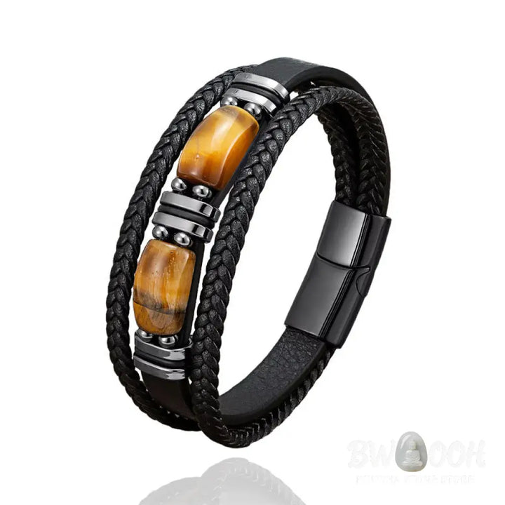 Buddha Stones Tiger Eye Stone Courage Willpower Multi-layer Leather Bracelet - BWOOOH - Bracelet