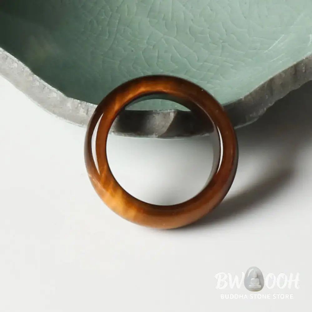 Buddha Stones Tiger Eye Stone Strength Protection Ring - BWOOOH - Ring