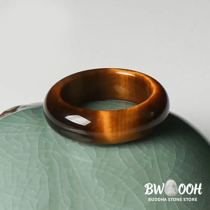 Buddha Stones Tiger Eye Stone Strength Protection Ring - BWOOOH - Ring