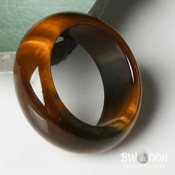 Buddha Stones Tiger Eye Stone Strength Protection Ring - BWOOOH - Ring
