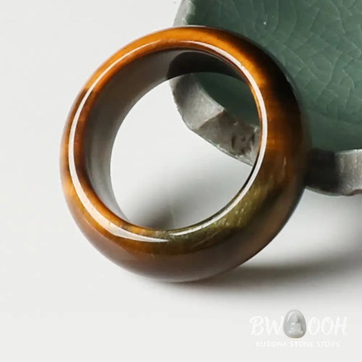 Buddha Stones Tiger Eye Stone Strength Protection Ring - BWOOOH - Ring