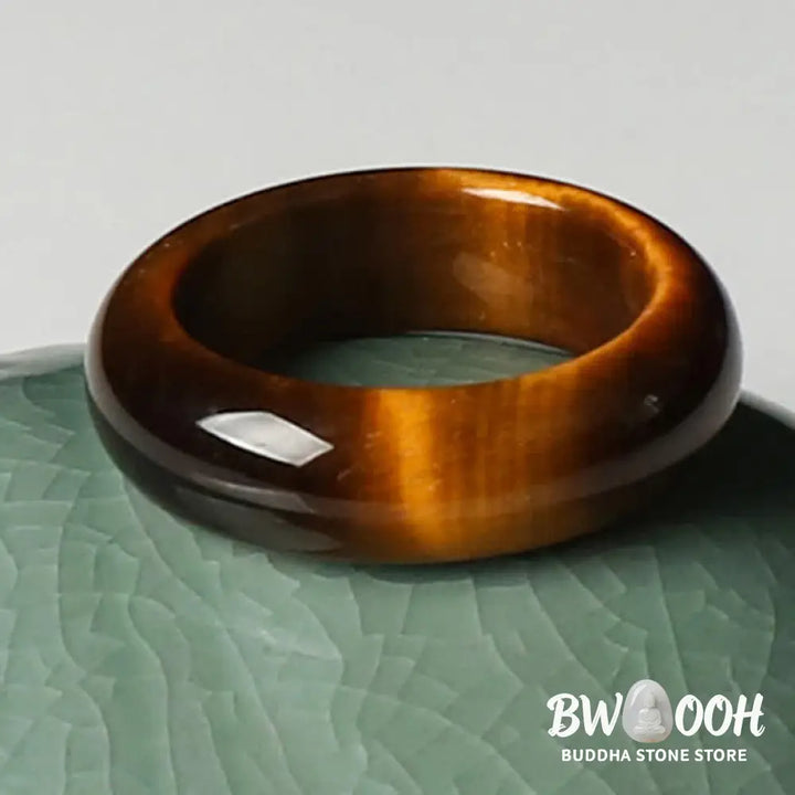 Buddha Stones Tiger Eye Stone Strength Protection Ring - BWOOOH - Ring