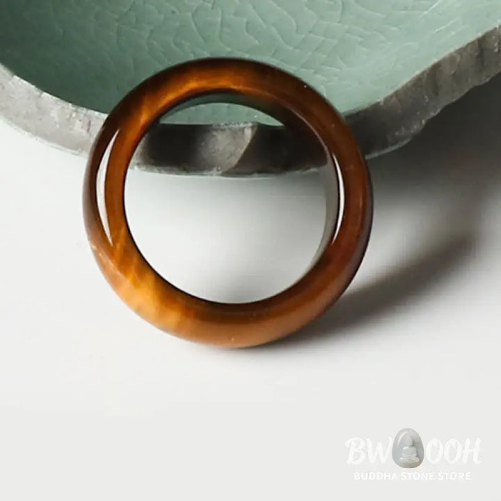 Buddha Stones Tiger Eye Stone Strength Protection Ring - BWOOOH - Ring