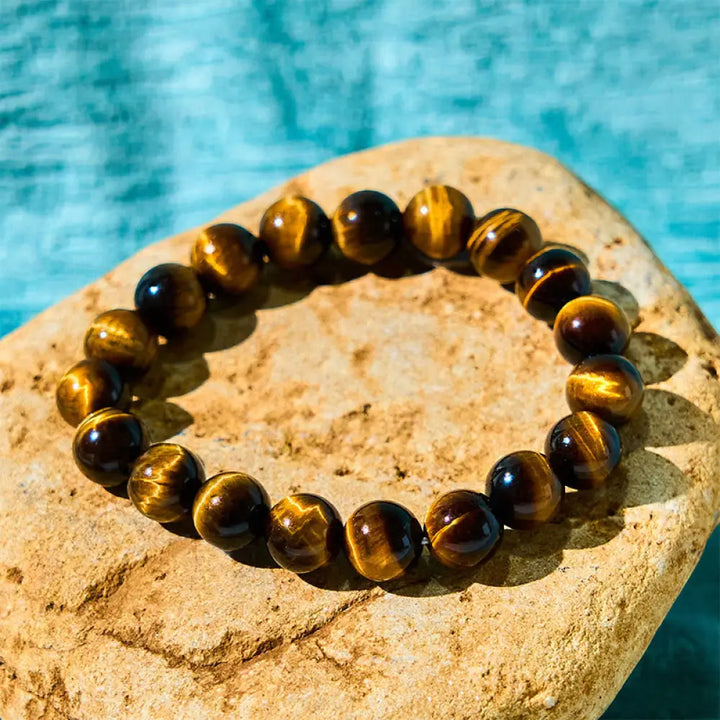 Buddha Stones Tiger Eye Strength Bracelet - BWOOOH - Tiger Eye(Wrist Circumference: 14-16cm) / 12mm - Bracelet