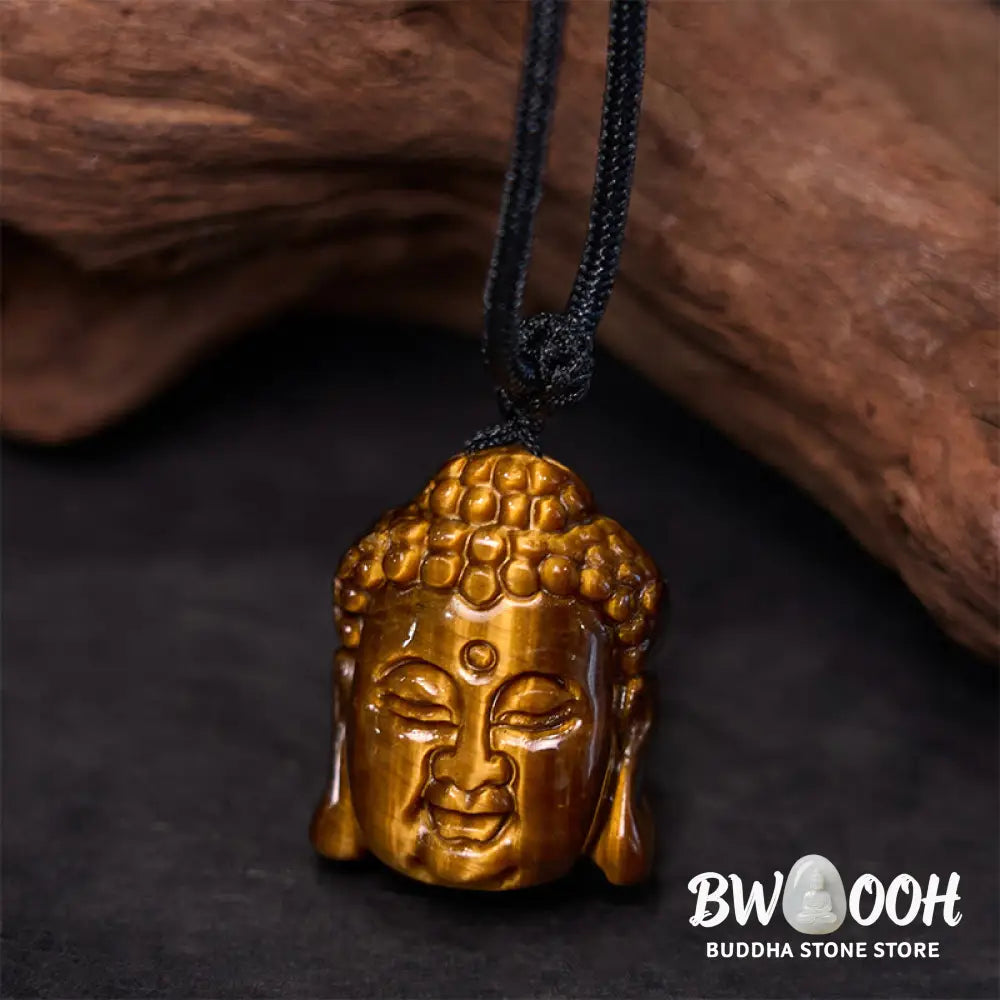 Buddha Stones Tiger Eye String Buddha Head Courage Necklace Pendant - BWOOOH - Necklaces &amp; Pendants