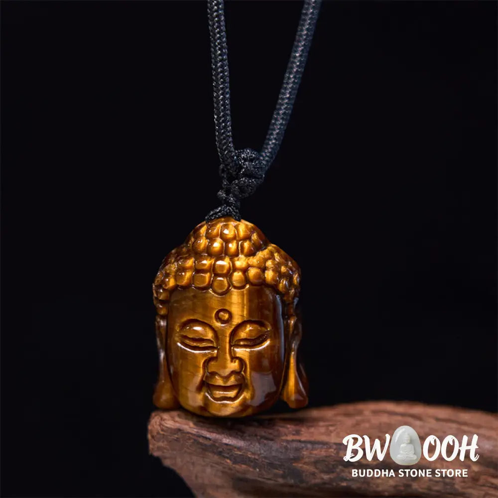 Buddha Stones Tiger Eye String Buddha Head Courage Necklace Pendant - BWOOOH - Necklaces & Pendants
