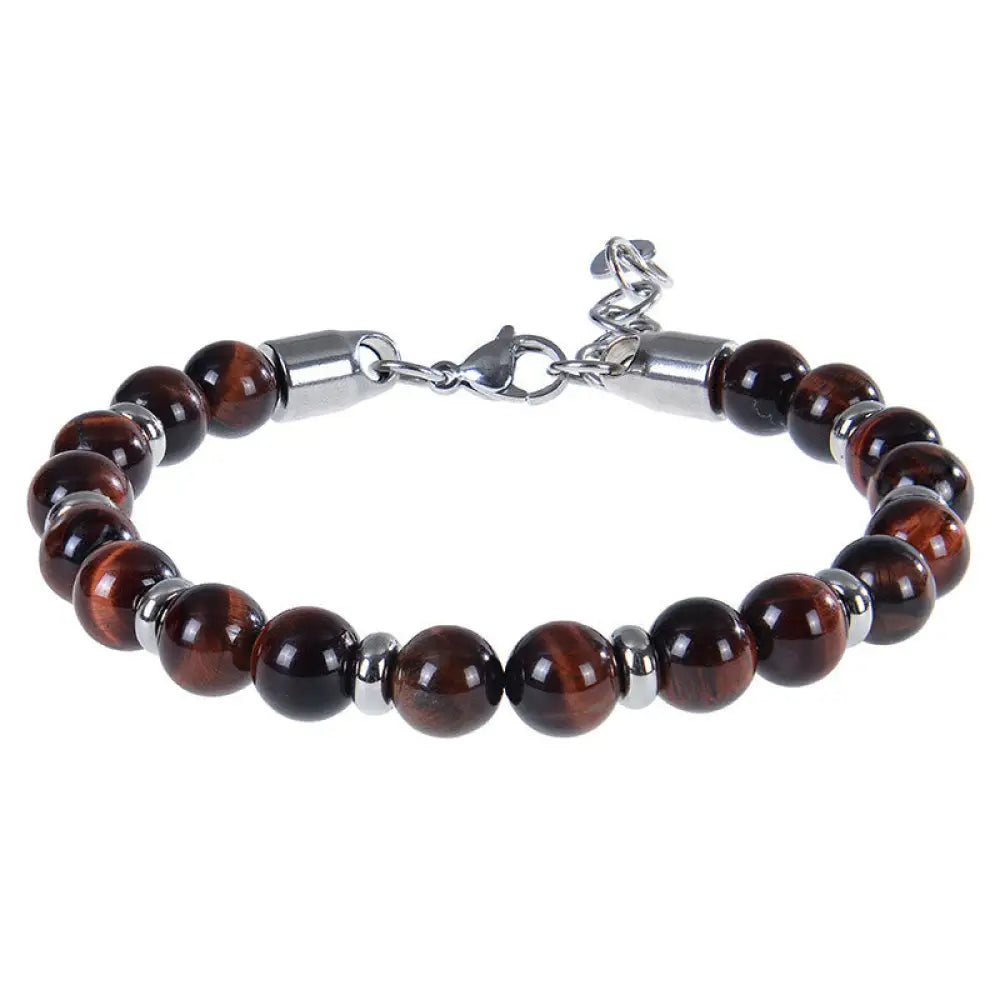 Buddha Stones Tiger Eye Various Natural Stone Beads Protection Bracelet - Red Tiger Eye(Wrist Circumference:17-20 cm)