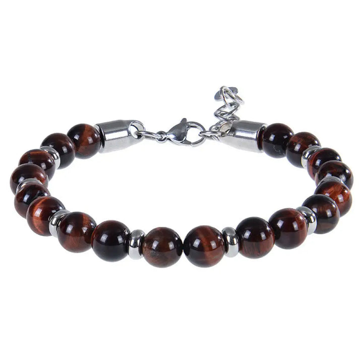 Buddha Stones Tiger Eye Various Natural Stone Beads Protection Bracelet - Red Tiger Eye(Wrist Circumference:17-20 cm)