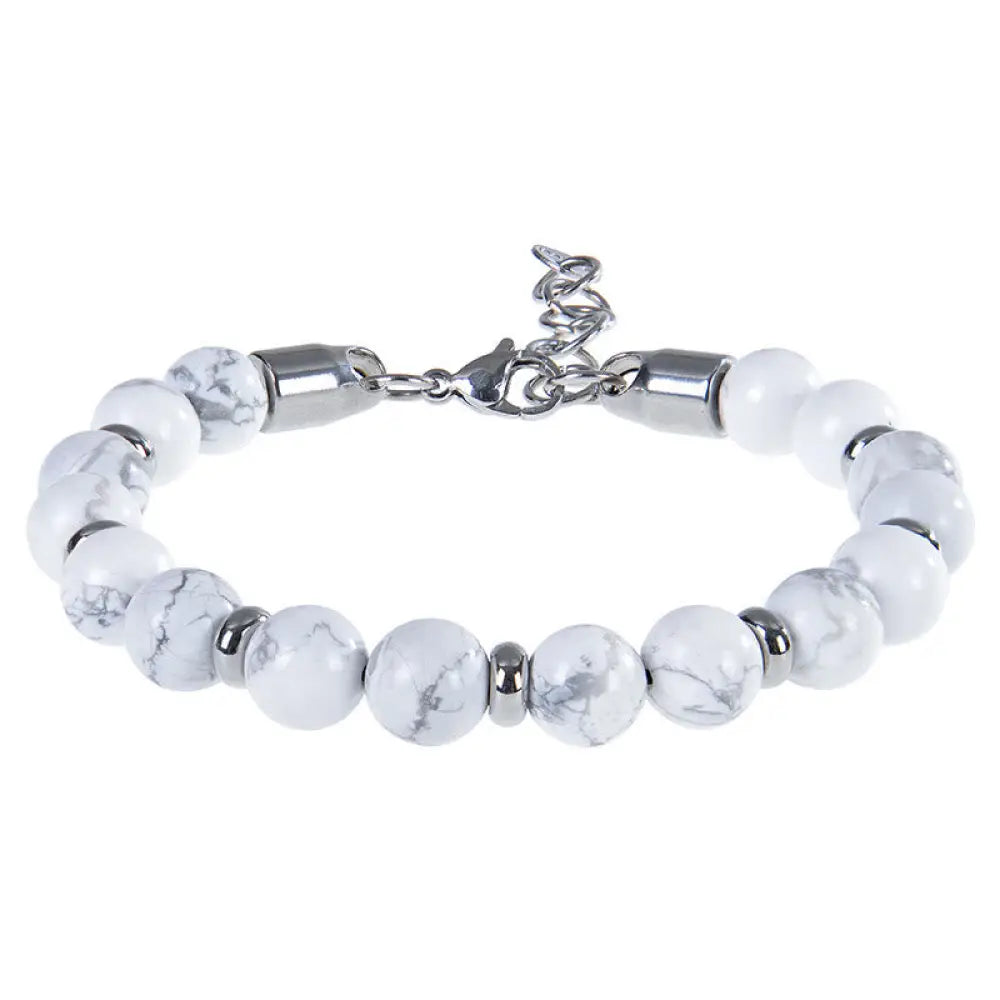 Buddha Stones Tiger Eye Various Natural Stone Beads Protection Bracelet - White Turquoise(Wrist Circumference:17-20 cm)