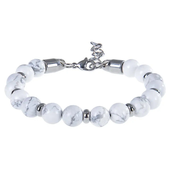 Buddha Stones Tiger Eye Various Natural Stone Beads Protection Bracelet - White Turquoise(Wrist Circumference:17-20 cm)