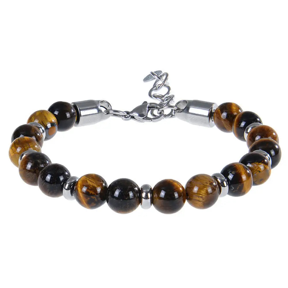 Buddha Stones Tiger Eye Various Natural Stone Beads Protection Bracelet - Tiger Eye(Wrist Circumference:17-20 cm)