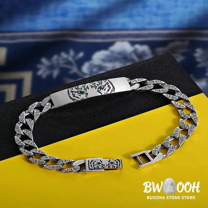 Buddha Stones Tiger Tang Dynasty Flower Design Copper Luck Chain Bracelet - BWOOOH - Bracelet