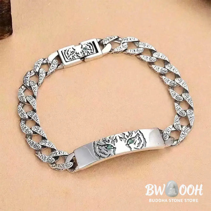 Buddha Stones Tiger Tang Dynasty Flower Design Copper Luck Chain Bracelet - BWOOOH - Bracelet
